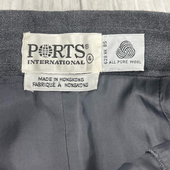 Vintage 90s Ports International Gray Lined Pure Wool Straight Pencil Skirt 4 - Picture 5 of 13